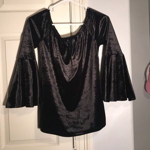 Velvet bell sleeve top.